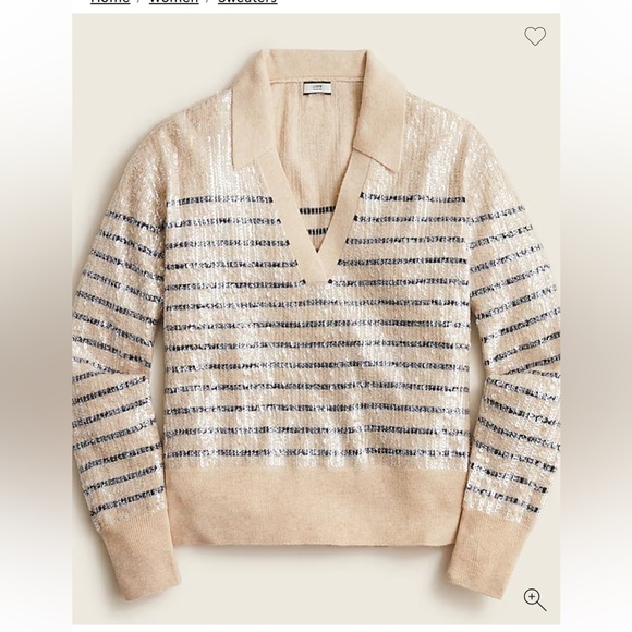 Crew Collection Collared Sequin Sweater in Stripe size XSmall